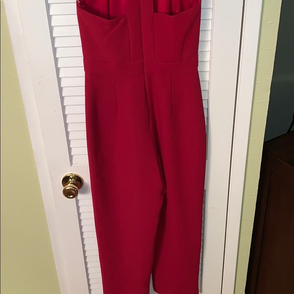 BCBG Deep Red High-Neck Fancy Jumpsuit - Picture 5 of 5